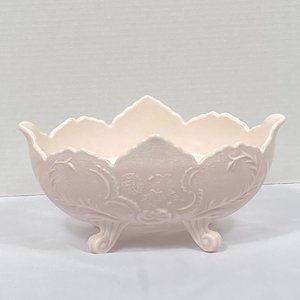 Pink Milk Glass Vintage Centerpiece Footed Large Fruit Bowl-Jeanette Lombardi